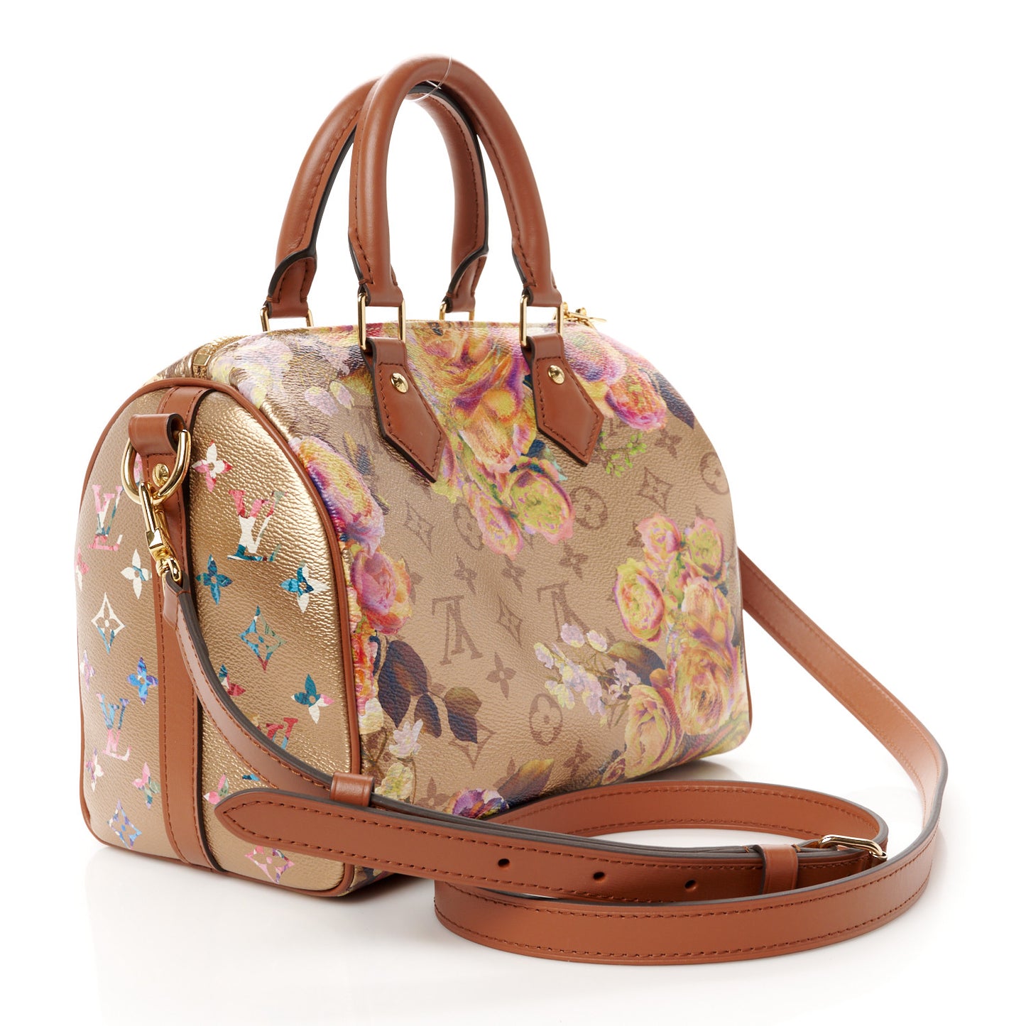 Metallic Monogram LV Garden Speedy Bandouliere 25 Gold