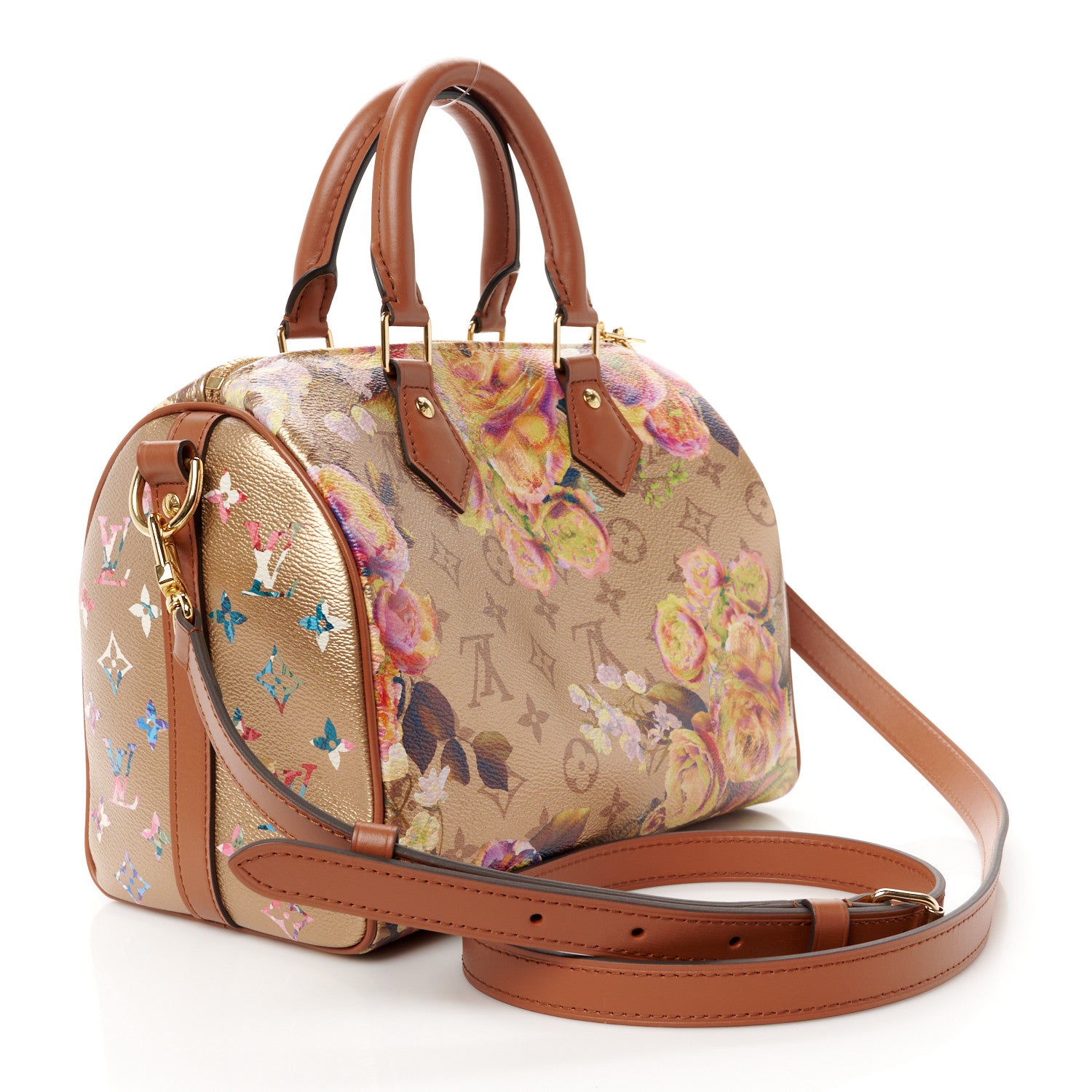 Louis Vuitton Metallic Monogram LV Garden Speedy Bandouliere 25 Gold 3 of 12
