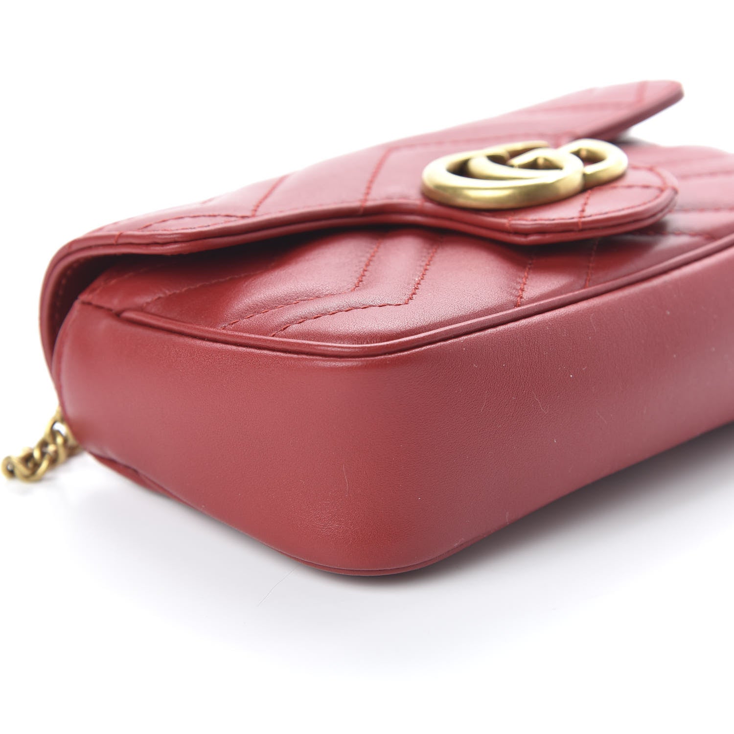 Gucci Calfskin Matelasse Super Mini GG Marmont Shoulder Bag Hibiscus Red 6 of 11