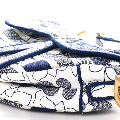 Christian Dior Canvas Embroidered Around the World Saddle Bag Blue 10 of 10
