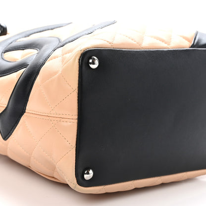 Chanel Calfskin Quilted Medium Cambon Tote Beige Black 9 of 10