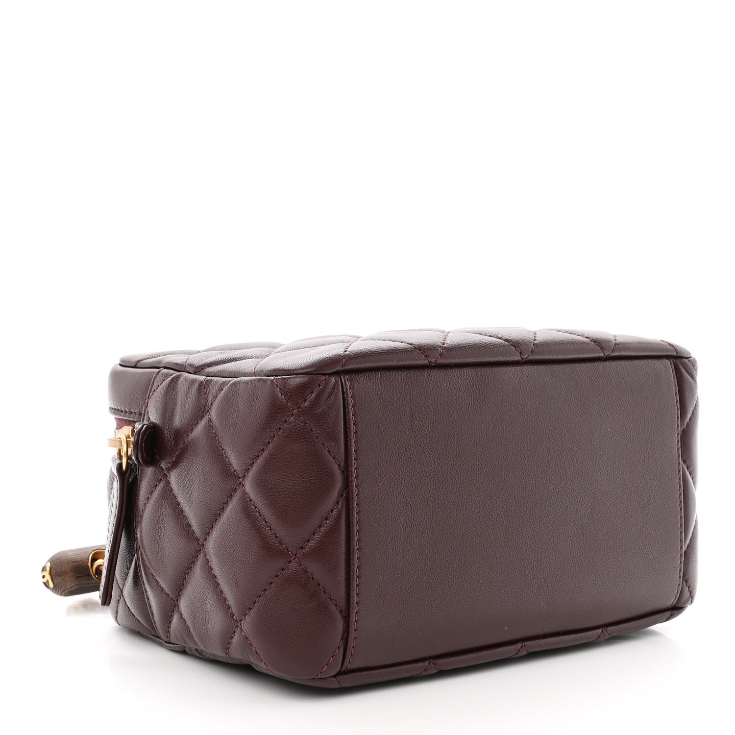 Chanel Lambskin Quilted Mini Wenge Wood Bowling Bag Burgundy 4 of 10