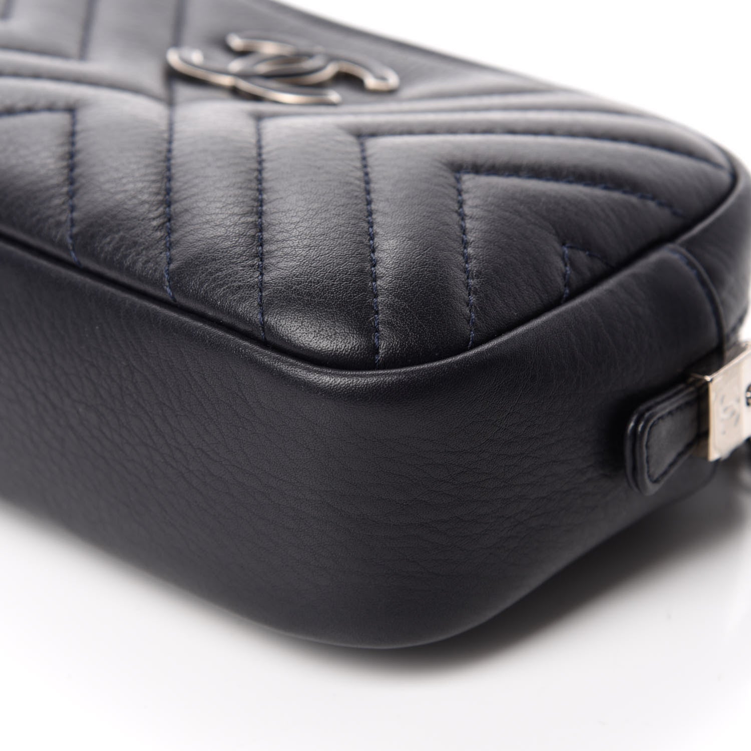 Chanel Calfskin Diagonal Chevron Quilted Tassel Camera Case Black 7 of 11