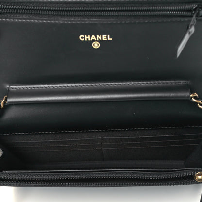 Chanel Patent Calfskin Quilted Boy Wallet On Chain WOC Black 5 of 9