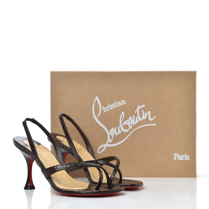 Christian Louboutin Calfskin Crocodile Embossed Taralita 85 Thong Sandals 36.5 Brown 11 of 11