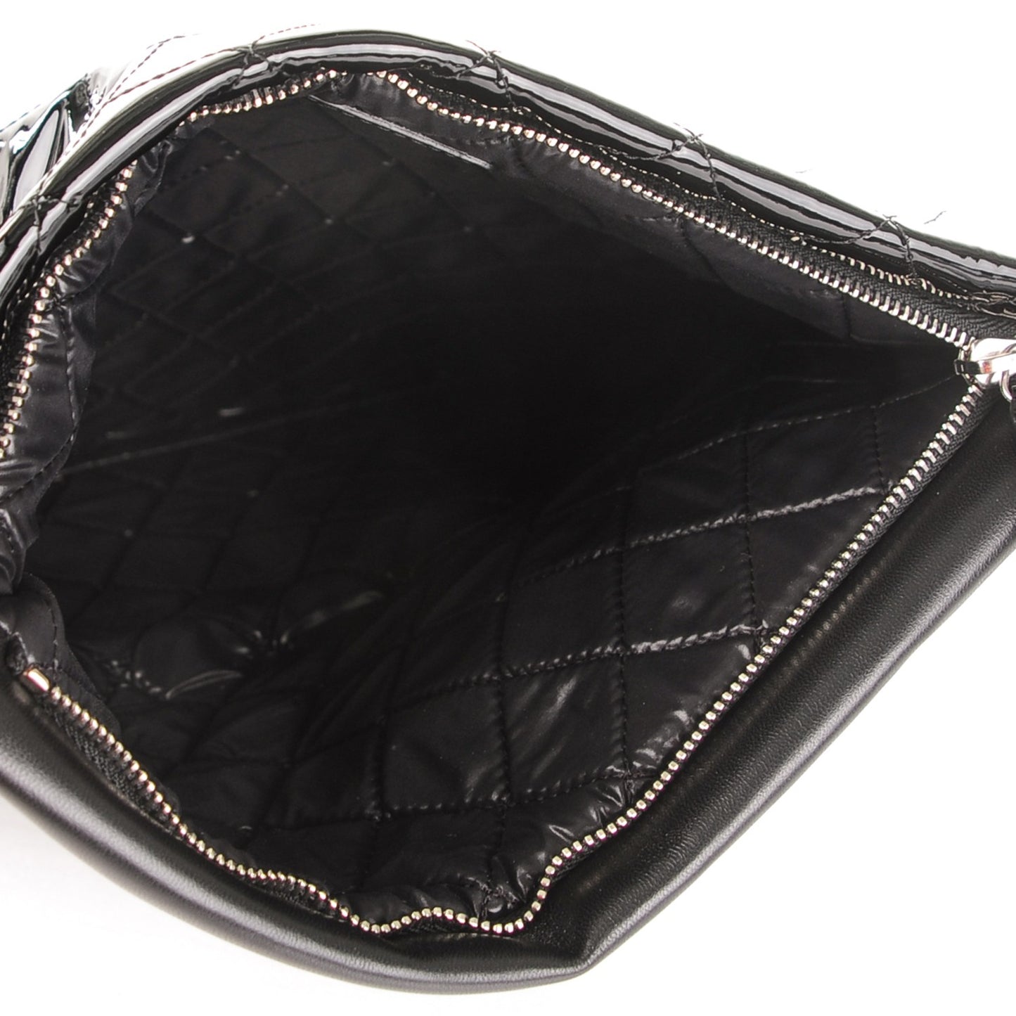 Patent Calfskin Quilted Beauty CC Clutch Black