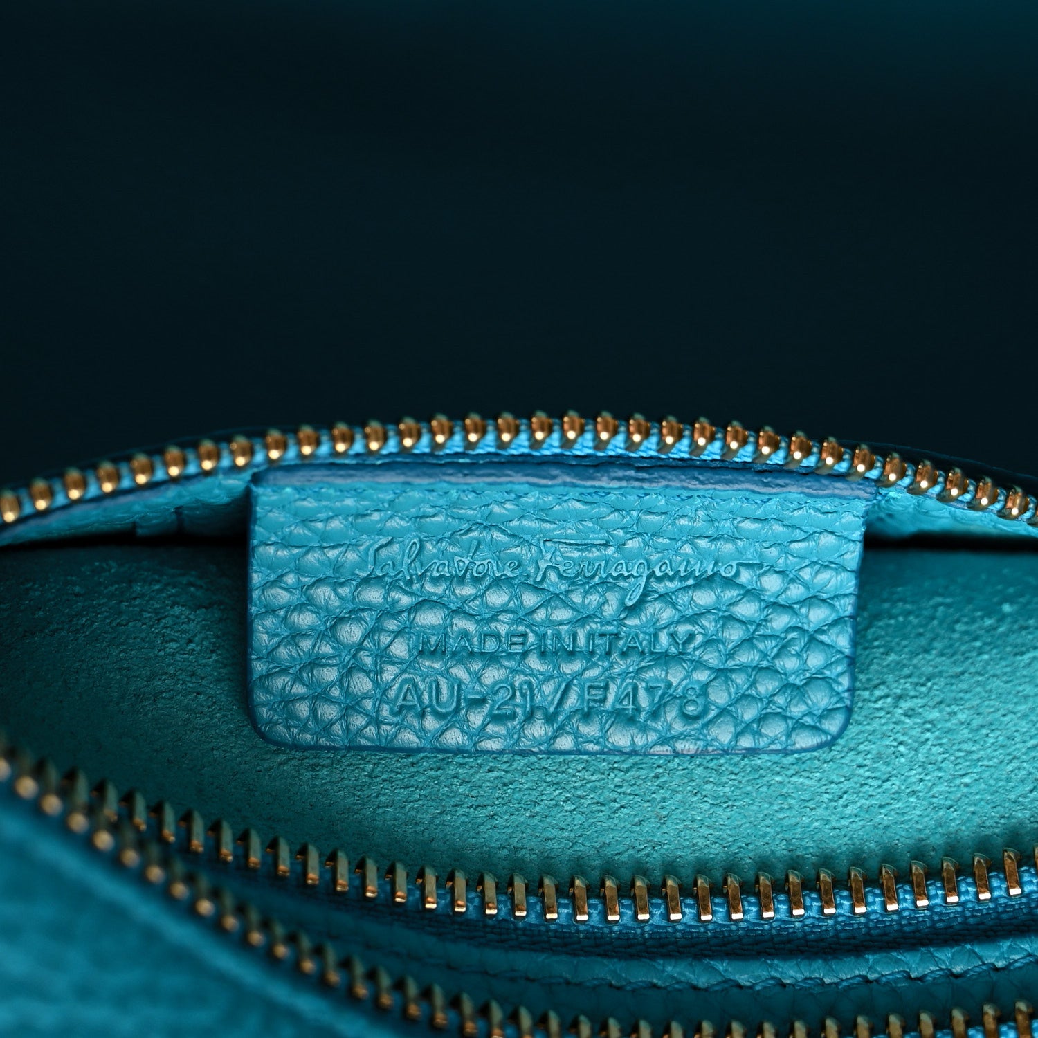 Salvatore Ferragamo Hammered Calfskin Double Handle Small Amy Tote Turquoise 7 of 18