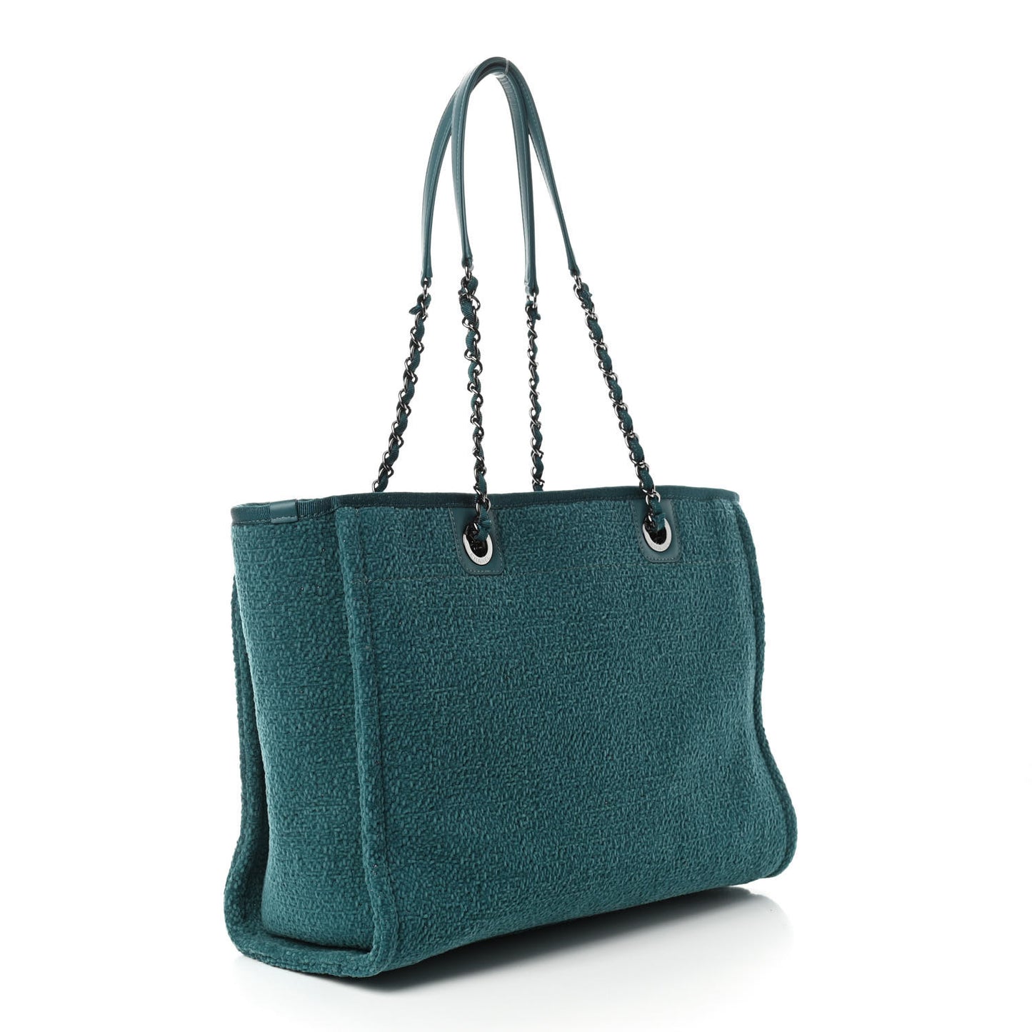 Lurex Boucle Small Deauville Tote Turquoise