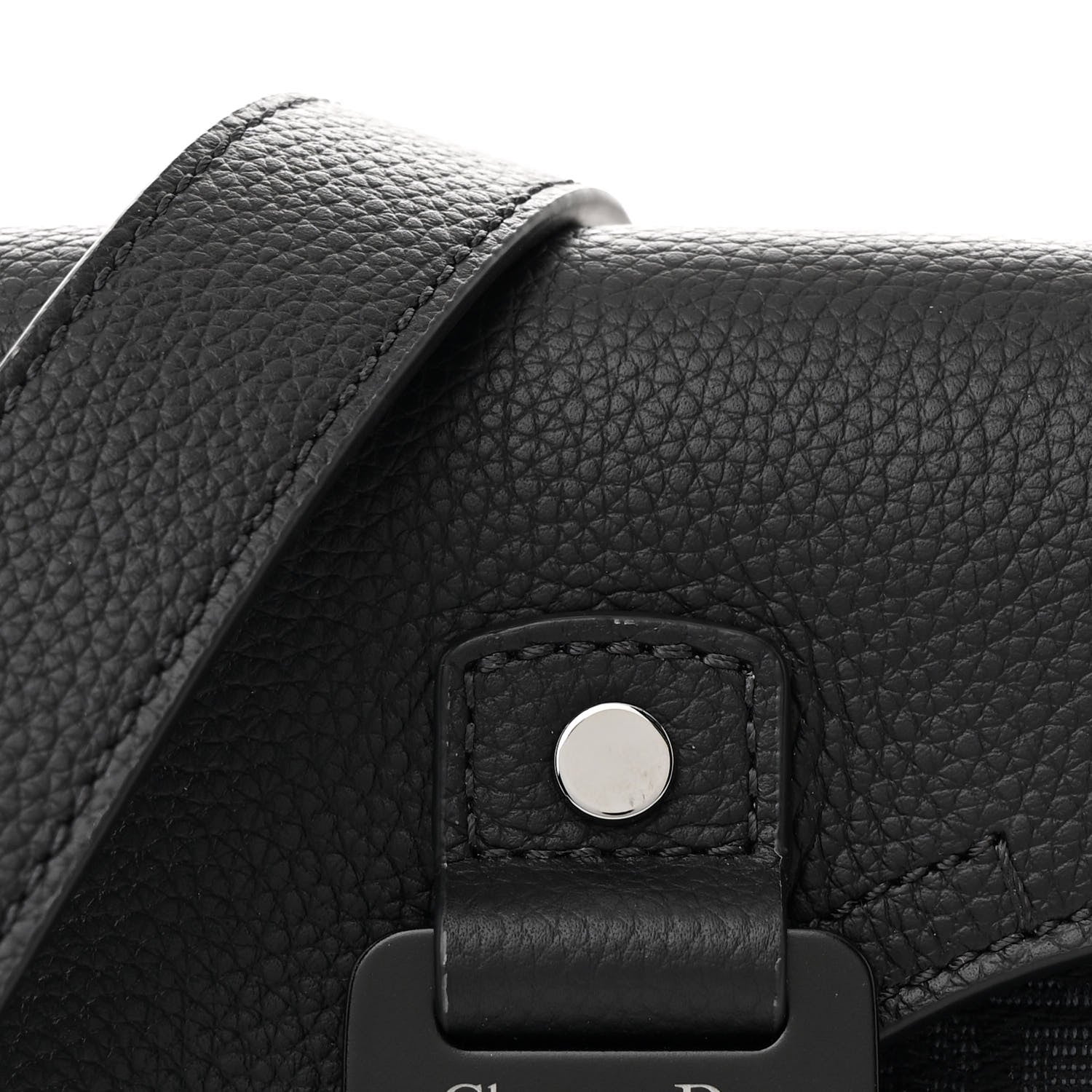 Christian Dior Oblique Jacquard Grained Calfskin Mini Saddle Messenger Bag With Flap Black 7 of 9