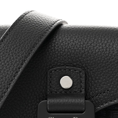 Christian Dior Oblique Jacquard Grained Calfskin Mini Saddle Messenger Bag With Flap Black 7 of 9
