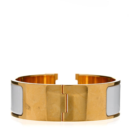 Hermes Enamel Wide Clic Clac H Bracelet GM White 3 of 4