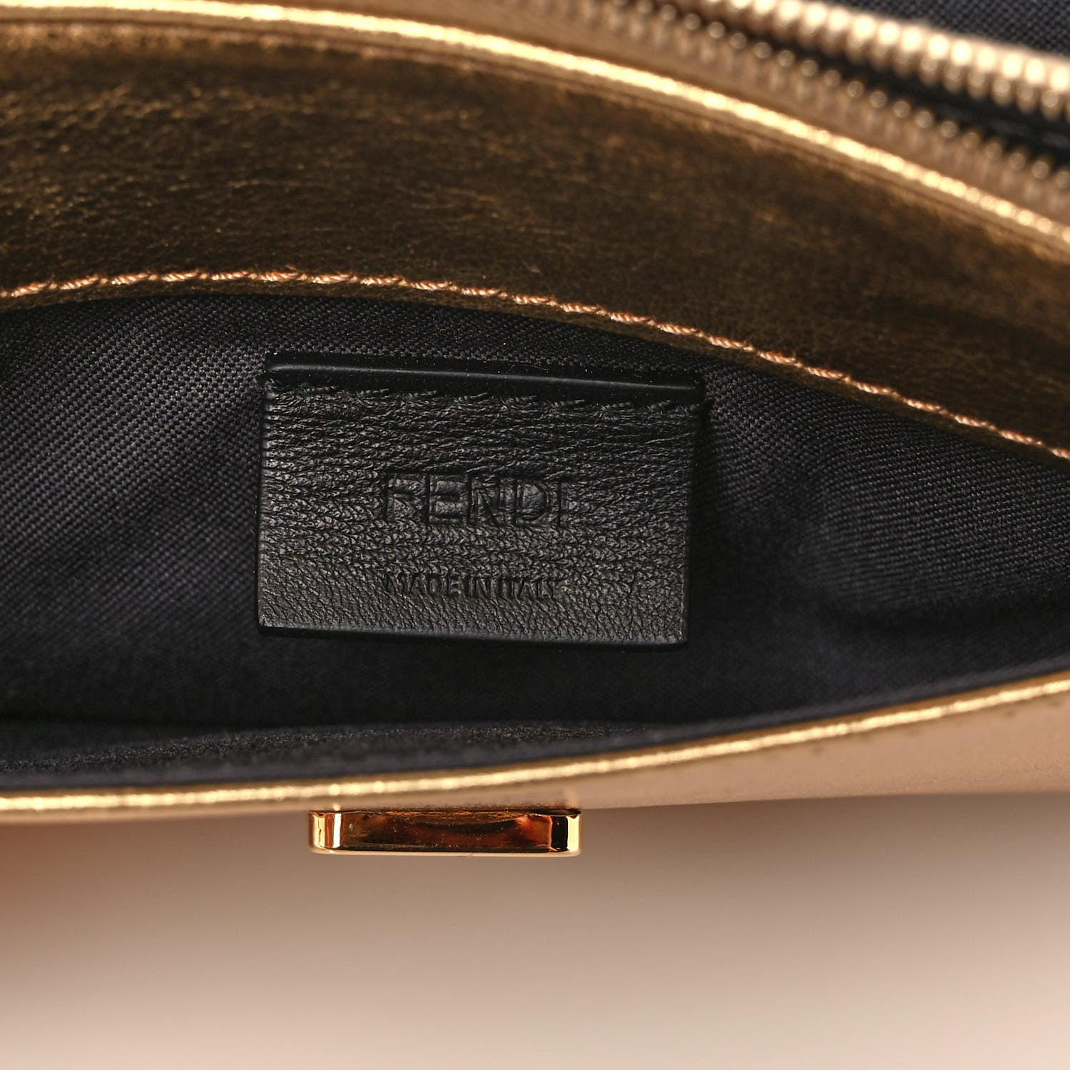 Fendi Vitello Catalan Mirror Flowerland Tube Wallet On Chain Gold 7 of 11