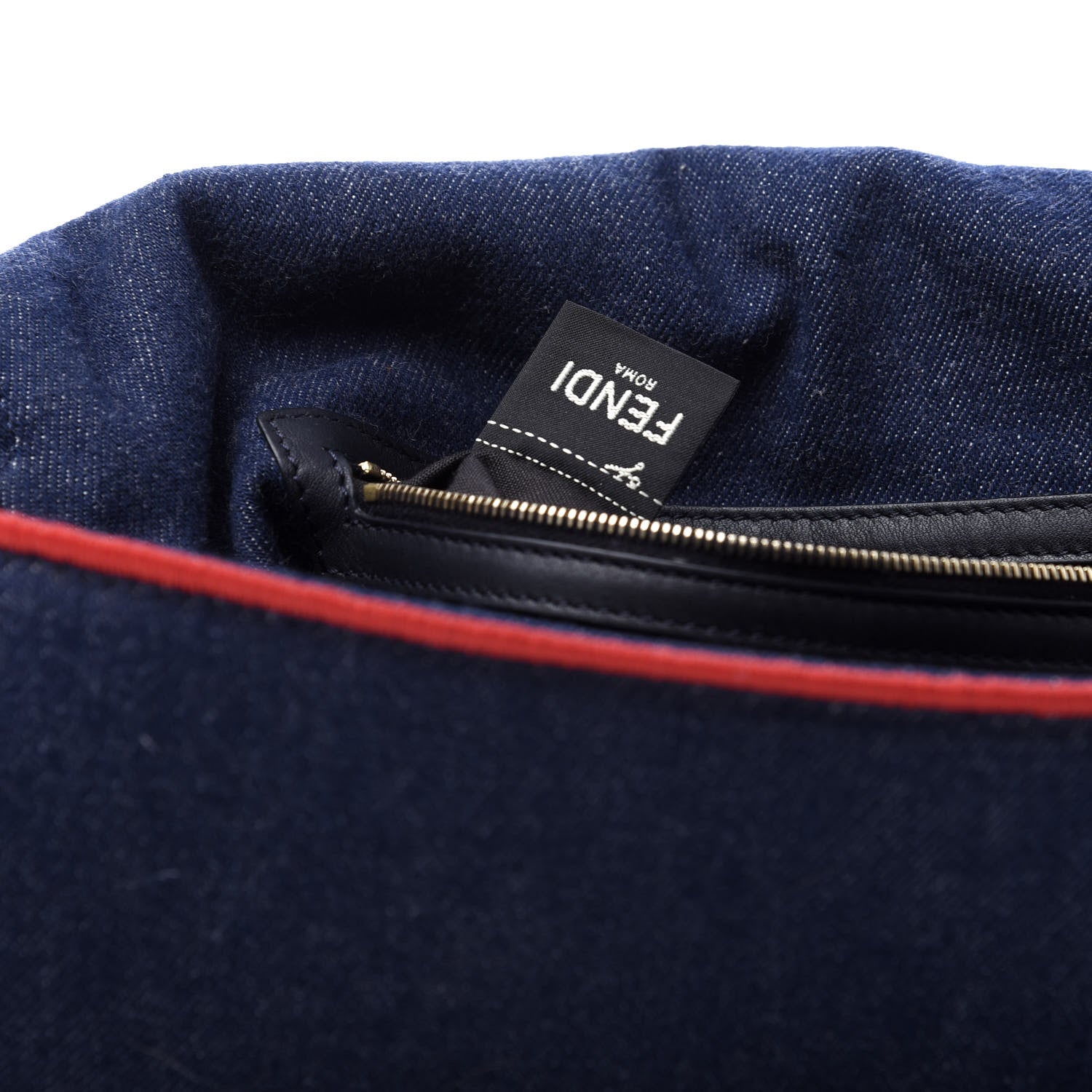 Fendi Denim Large Baguette Blue Rosso 9 of 13