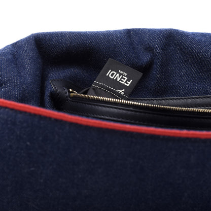 Fendi Denim Large Baguette Blue Rosso 9 of 13