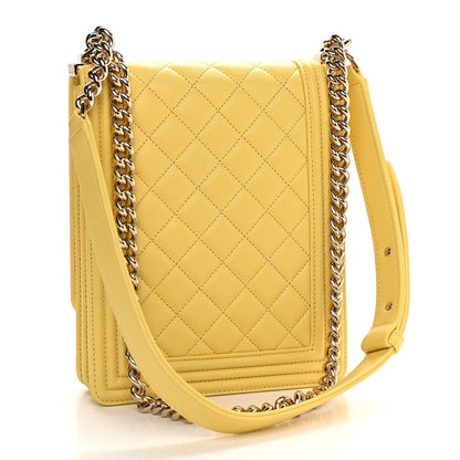 Chanel Lambskin Quilted North South Boy Flap Yellow 3 of 11