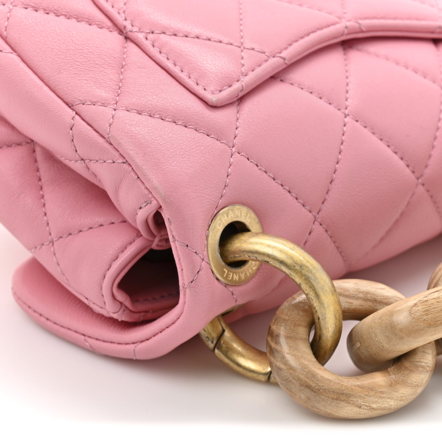 Chanel Lambskin Wenge Quilted Mini Fashion Wood Square Flap Pink 26 of 29