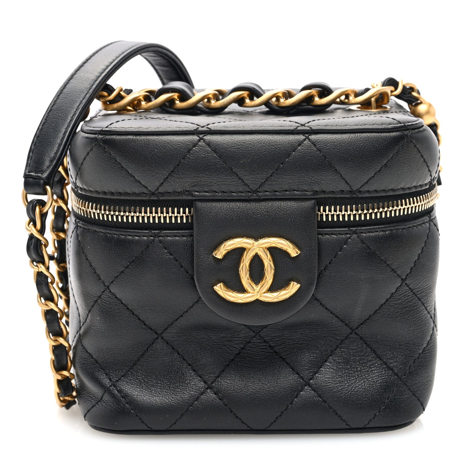 Chanel Calfskin Quilted Small Vanity Case With Chain Black 1 of 10