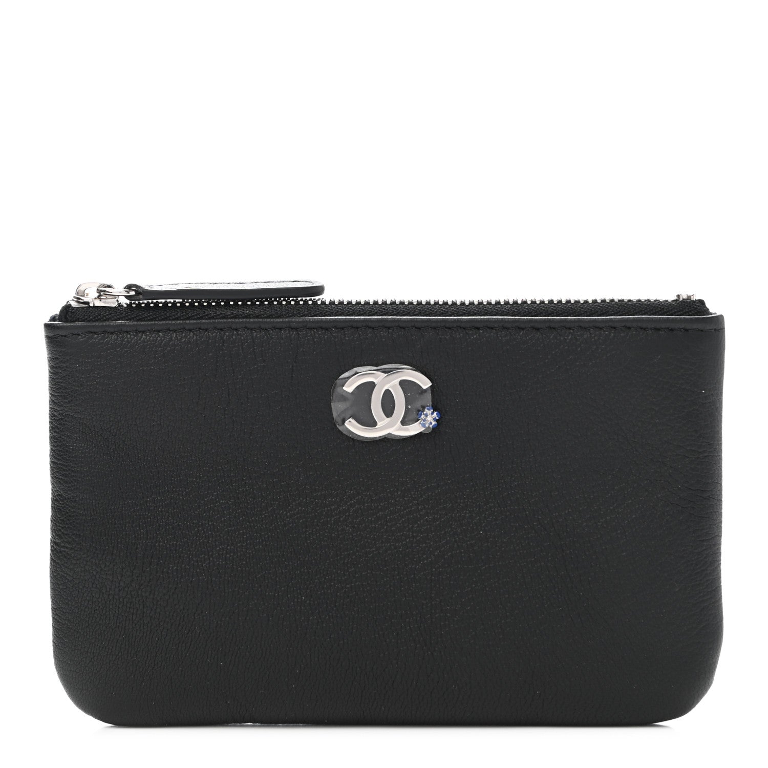 Chanel Goatskin Camellia CC Cosmetic Pouch Black 1 of 8