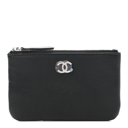 Chanel Goatskin Camellia CC Cosmetic Pouch Black 1 of 8