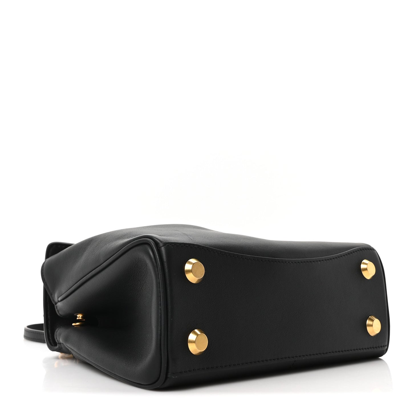 Natural Smooth Calfskin Mini Rodeo Top Handle Handbag Black