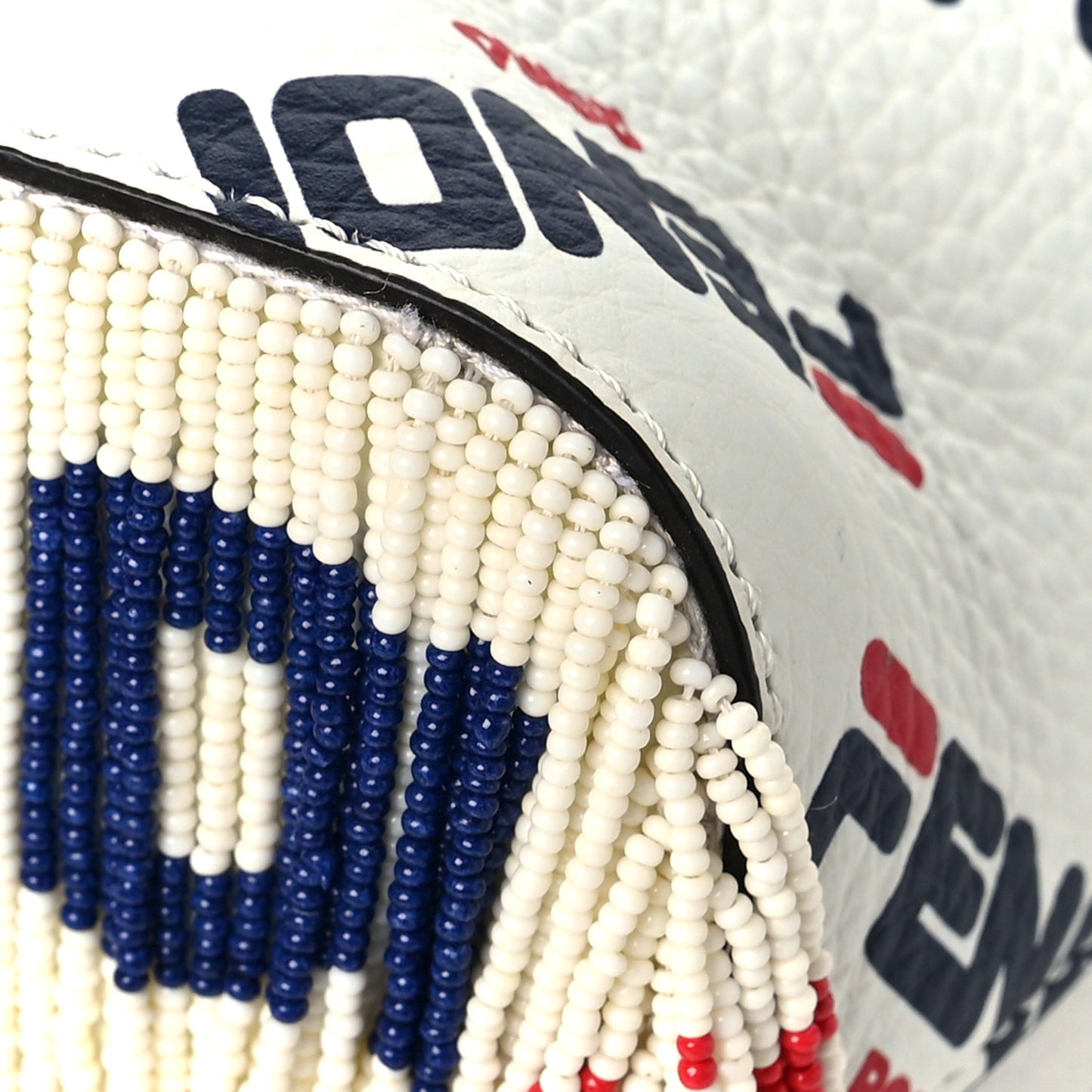 X FILA Calfskin F is Fendi Mania Fringe Mini Mon Tresor Bucket Bag White