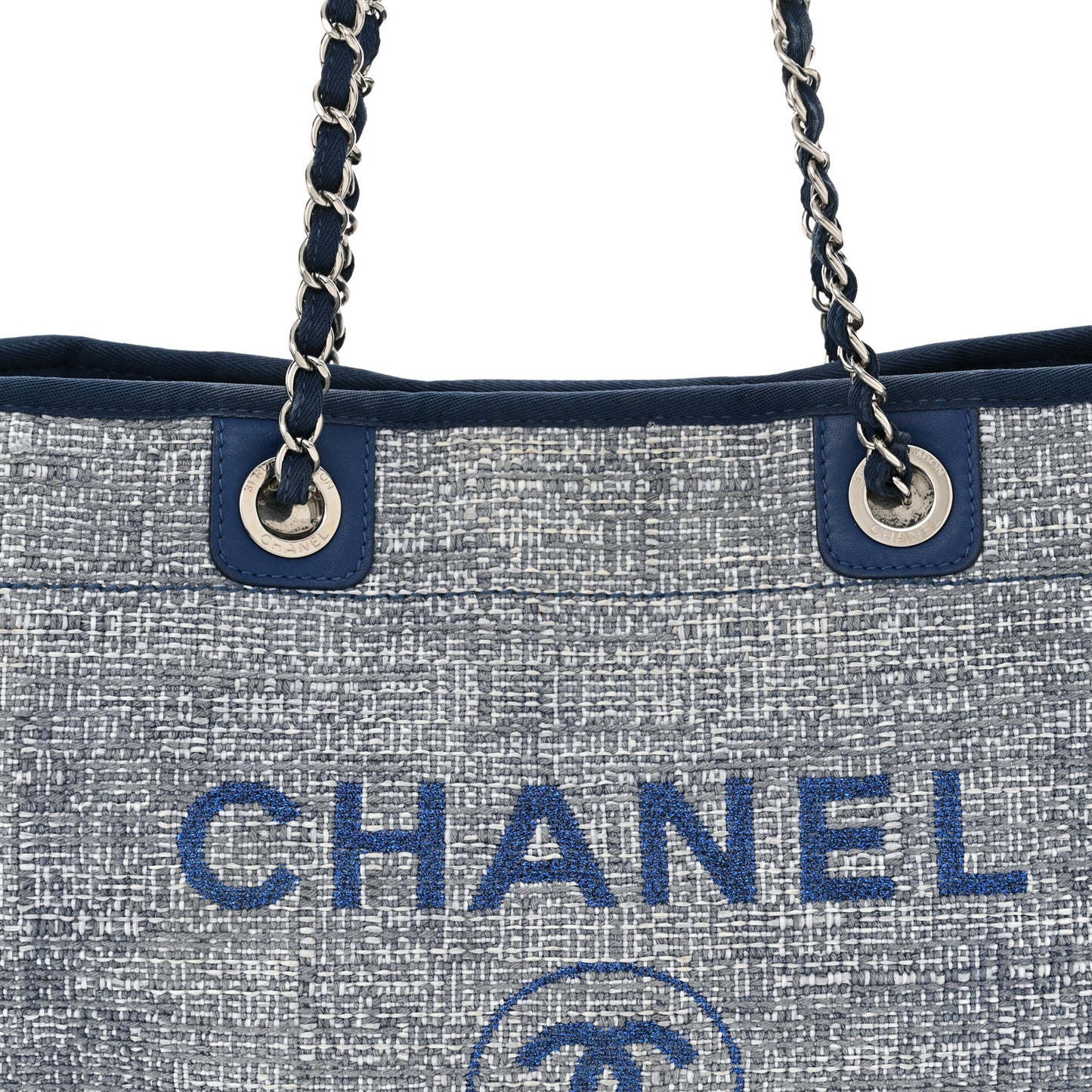 Woven Straw Raffia Small Deauville Tote Blue