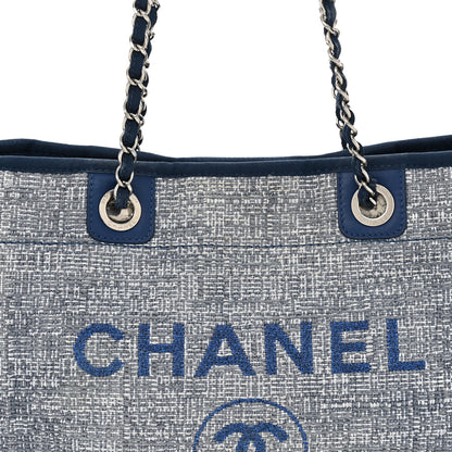 Chanel Woven Straw Raffia Small Deauville Tote Blue 8 of 14