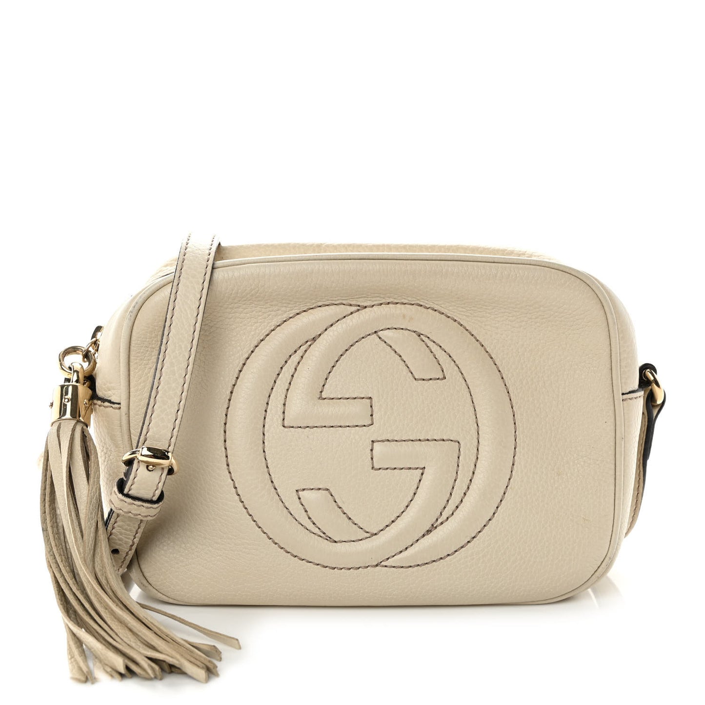 Pebbled Calfskin Small Soho Disco Bag Off White