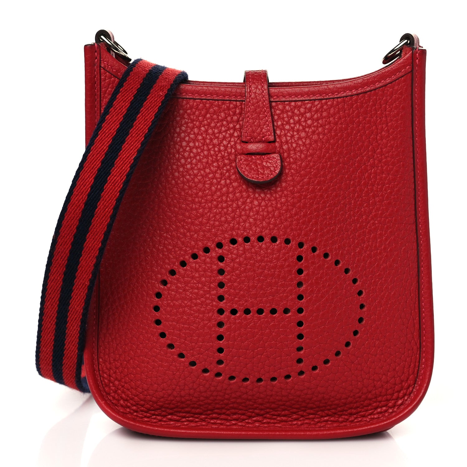 Hermes Taurillon Clemence Amazone Evelyne TPM Rouge Casaque Bleu Saphir 1 of 9