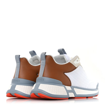 Hermes Technical Knit Suede Heros Sneakers 37 White Naturel 5 of 11