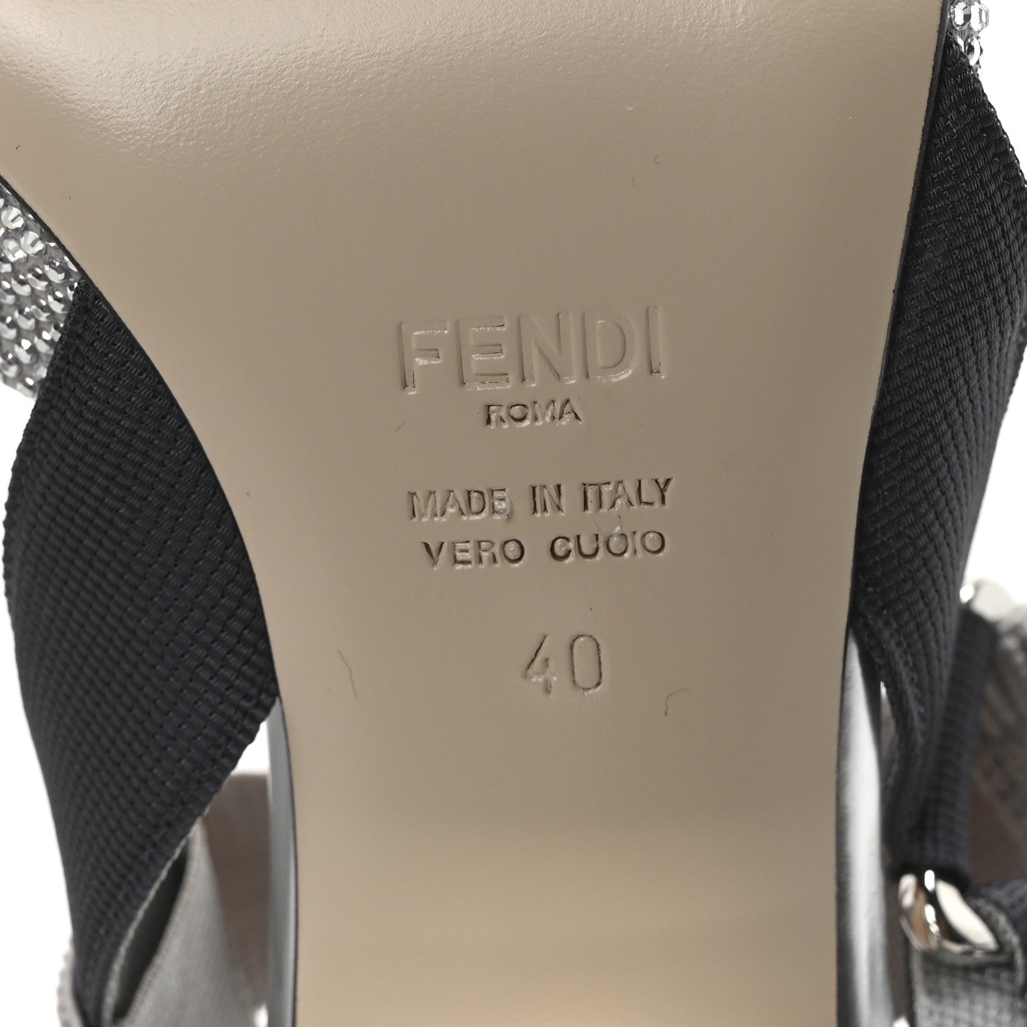 Fendi Colibri Crystal FF Sporty 85mm Slingback Pumps 40 Silver 7 of 8