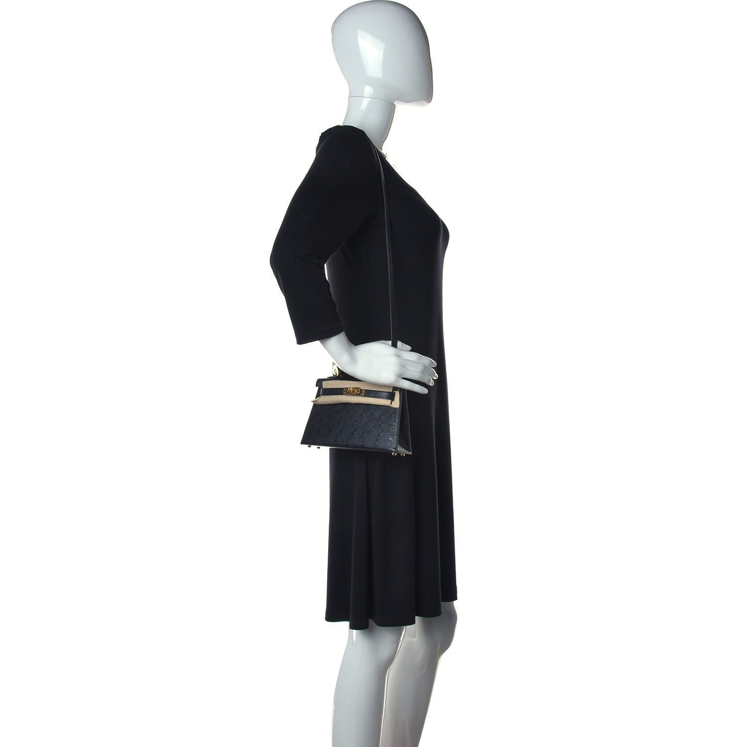 Hermes Ostrich Kelly Sellier Mini 20 Black 2 of 12