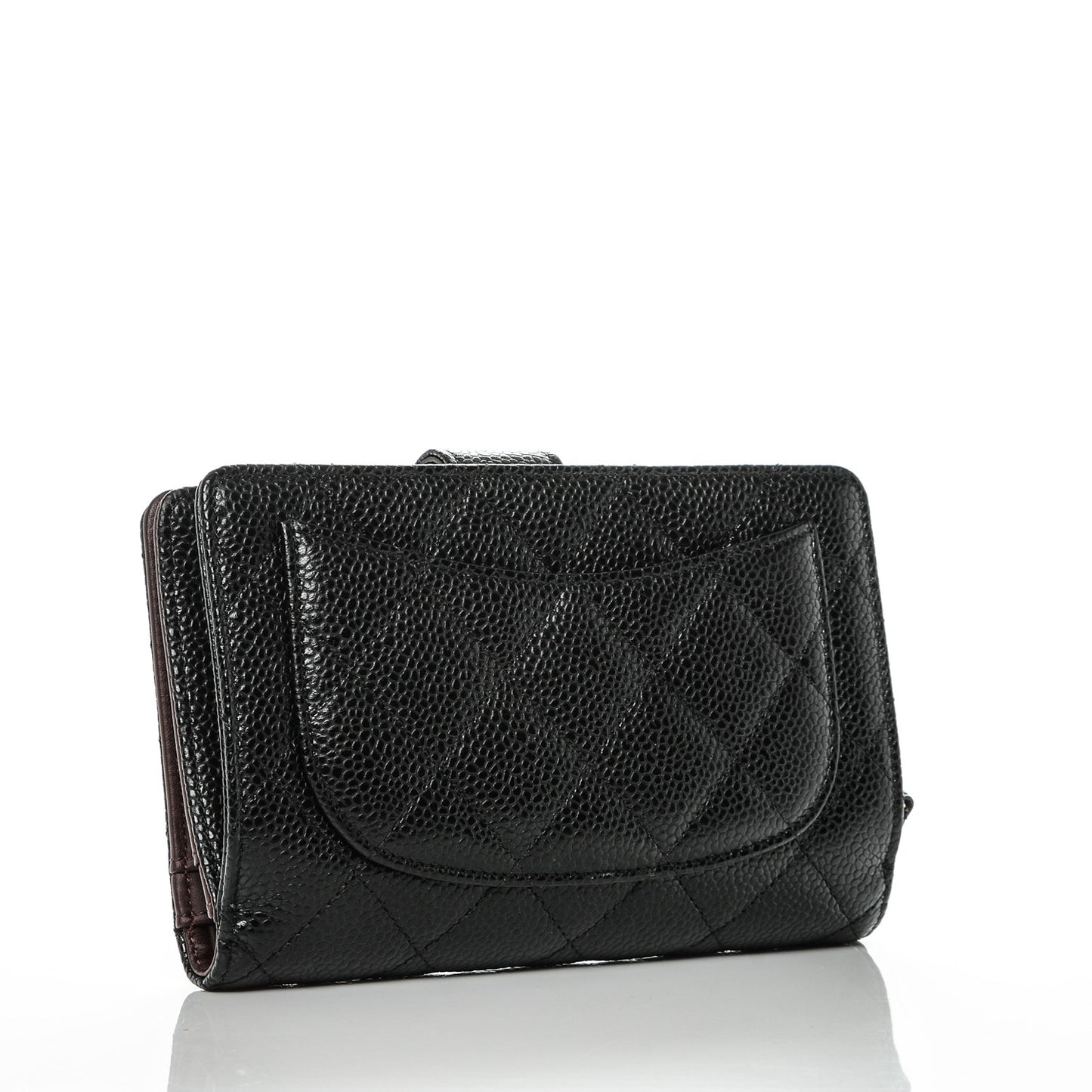 Caviar Quilted Zipped Pocket Wallet Black