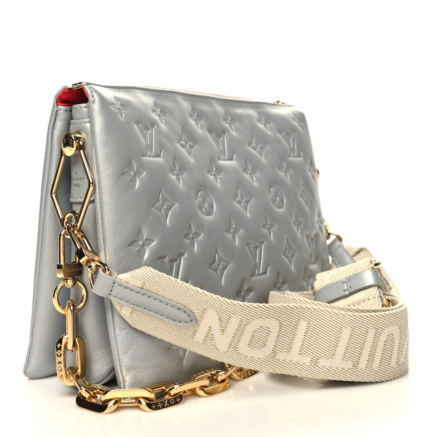 Louis Vuitton Metallic Lambskin Embossed Monogram Coussin PM Silver 3 of 11