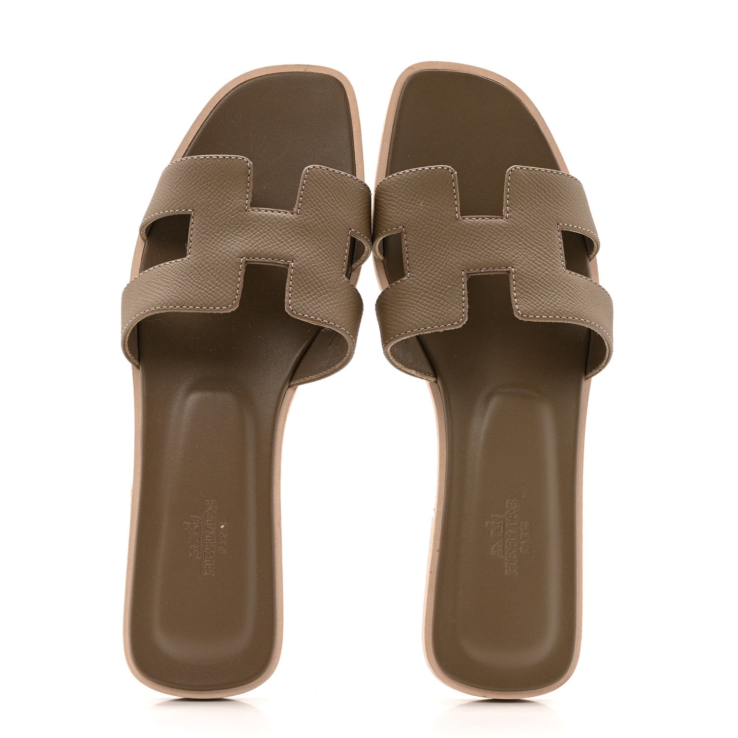 Hermes Epsom Oran Sandals 40 Etoupe 2 of 11