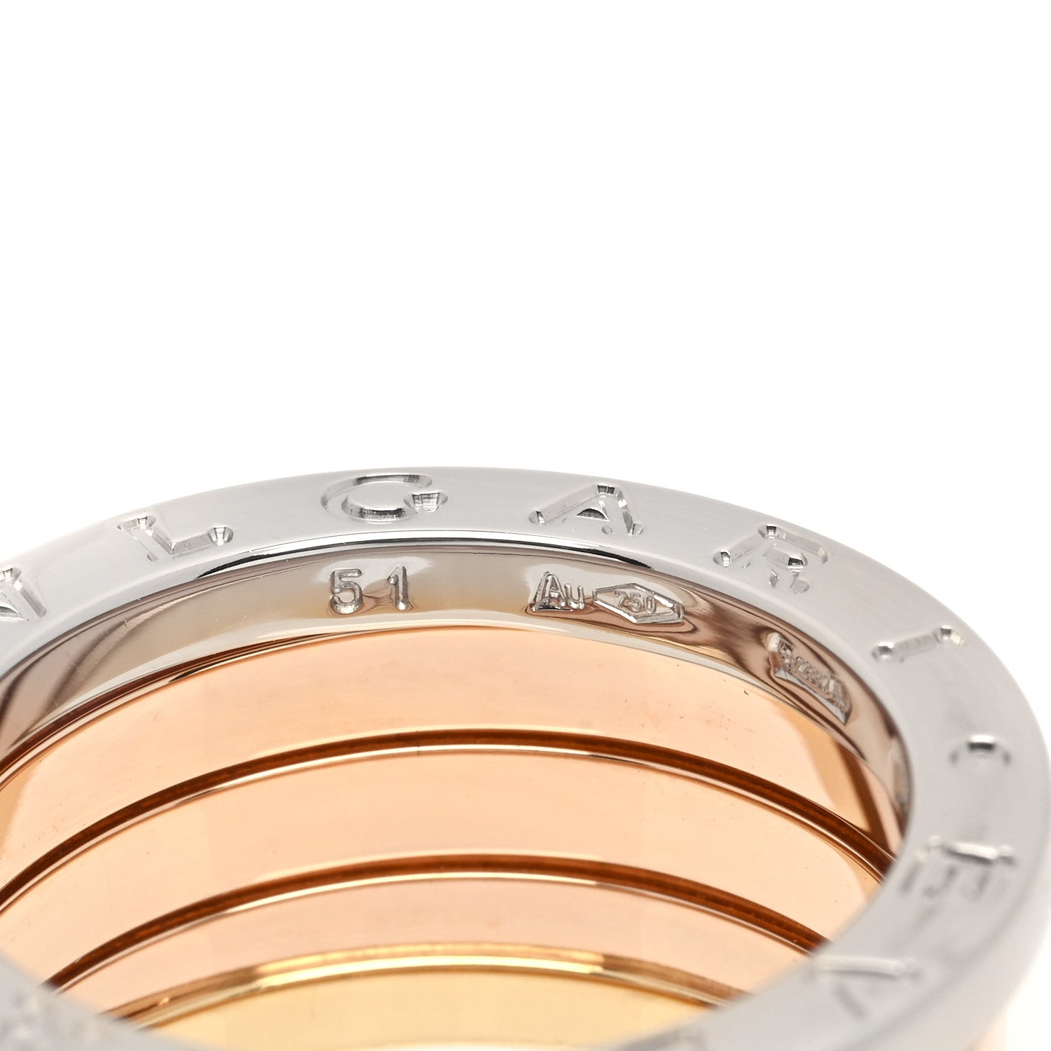 Bulgari 18K Rose White Yellow Gold B.Zero1 Four-Band Ring 51 5.75 6 of 7
