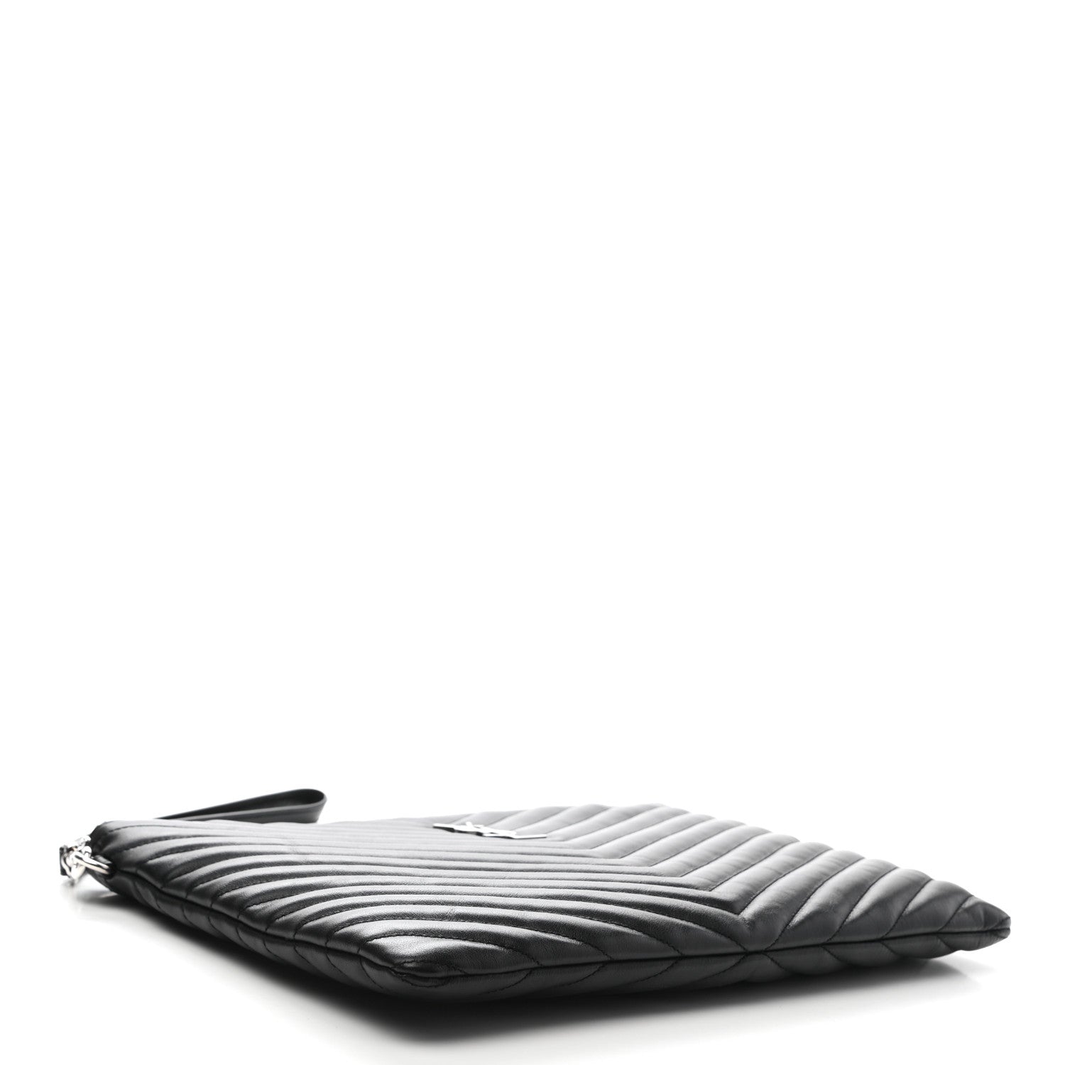 Saint Laurent Calfskin Matelasse Monogram Cassandre Tablet Pouch Black 4 of 11