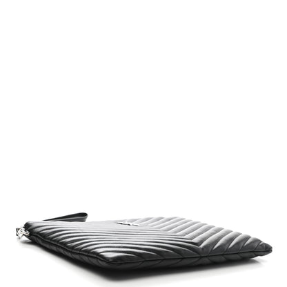 Saint Laurent Calfskin Matelasse Monogram Cassandre Tablet Pouch Black 4 of 11