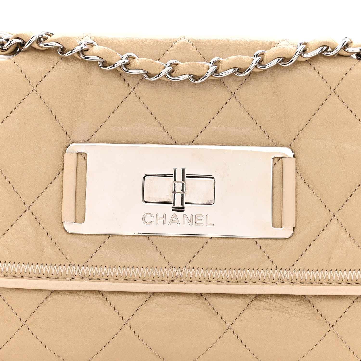Chanel Lambskin East West Mademoiselle Flap Beige 8 of 10