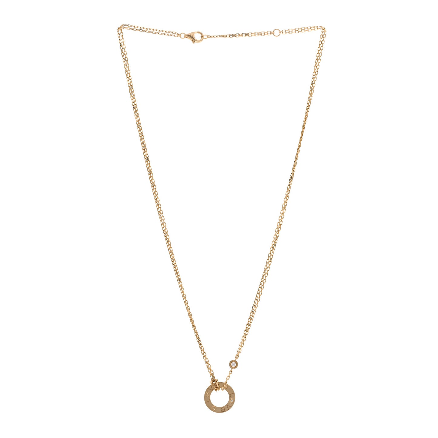 18K Yellow Gold 2 Diamond LOVE Necklace