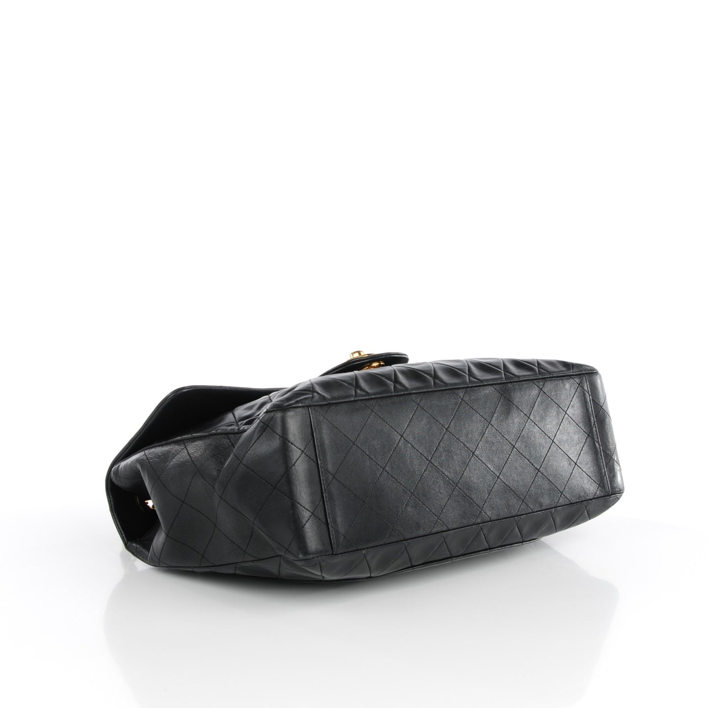 Lambskin Quilted XL Jumbo Single Flap Black