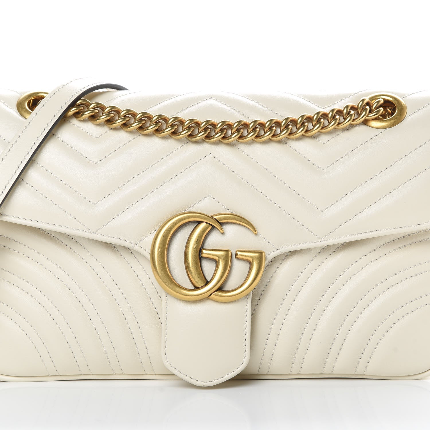 Gucci Calfskin Matelasse Small GG Marmont Shoulder Bag White 8 of 13