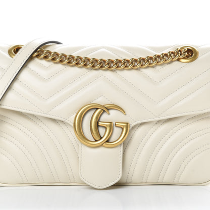 Gucci Calfskin Matelasse Small GG Marmont Shoulder Bag White 8 of 13
