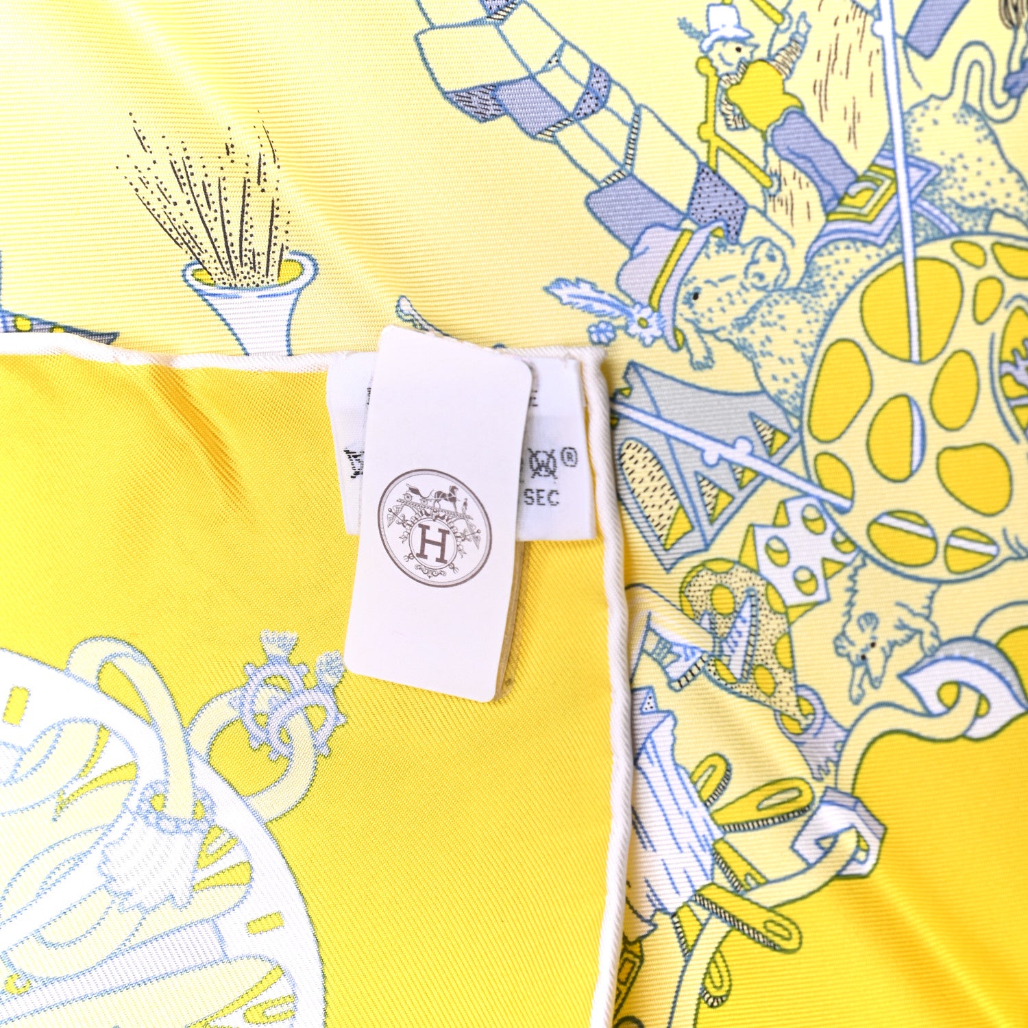 Hermes Silk La Folle Parade Scarf 90 Juane Vif Juane Soufre 3 of 6