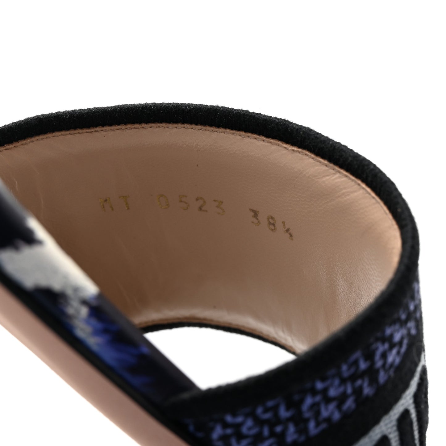 Canvas Mizza Embroidered Dway Mules Slide Sandals 38.5 Ocean