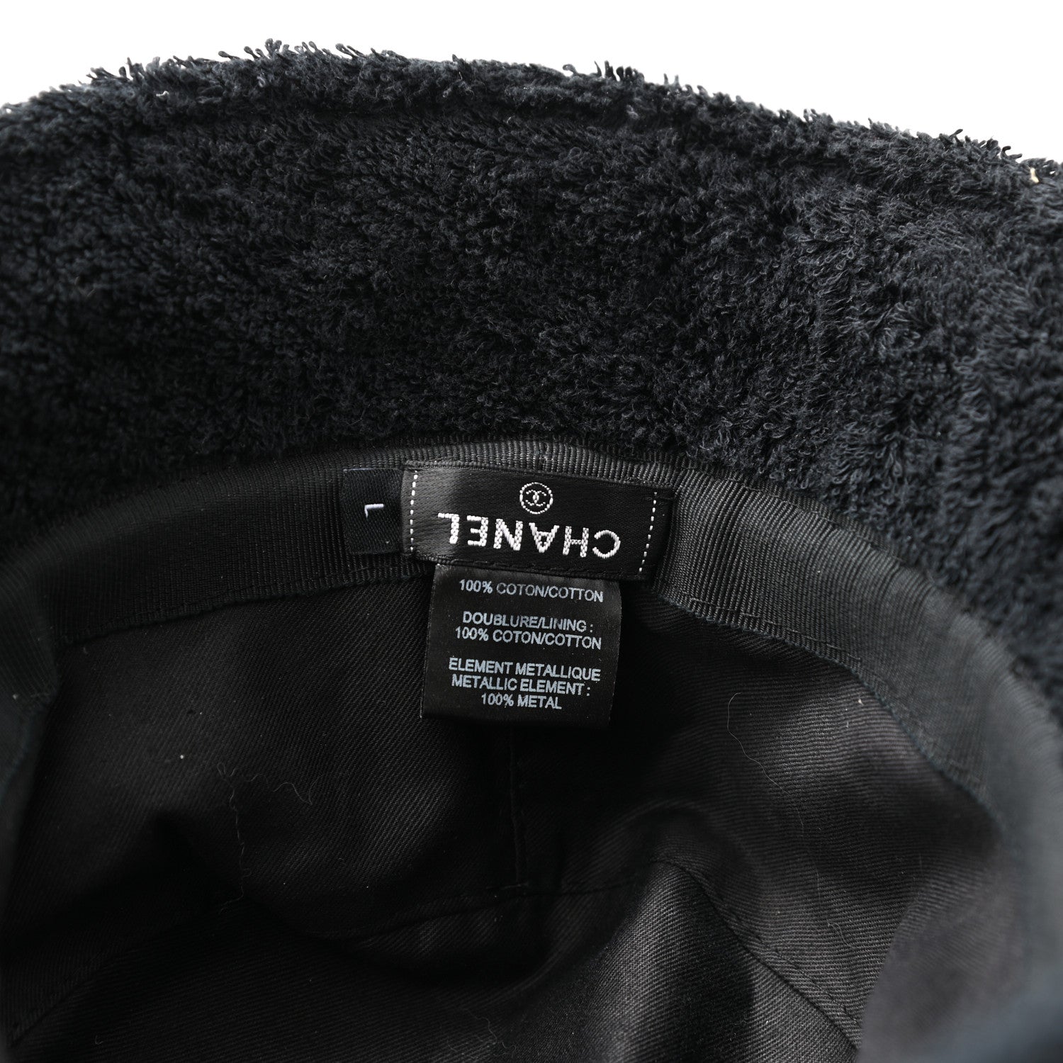 Chanel Terry Cloth CC Bucket Hat L Black 8 of 8