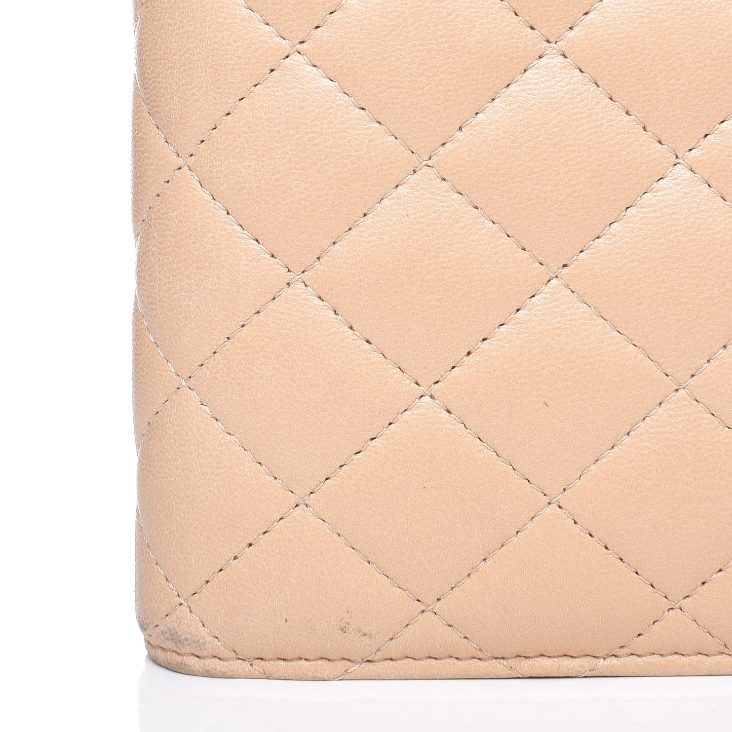 Lambskin Quilted Compact Wallet Beige
