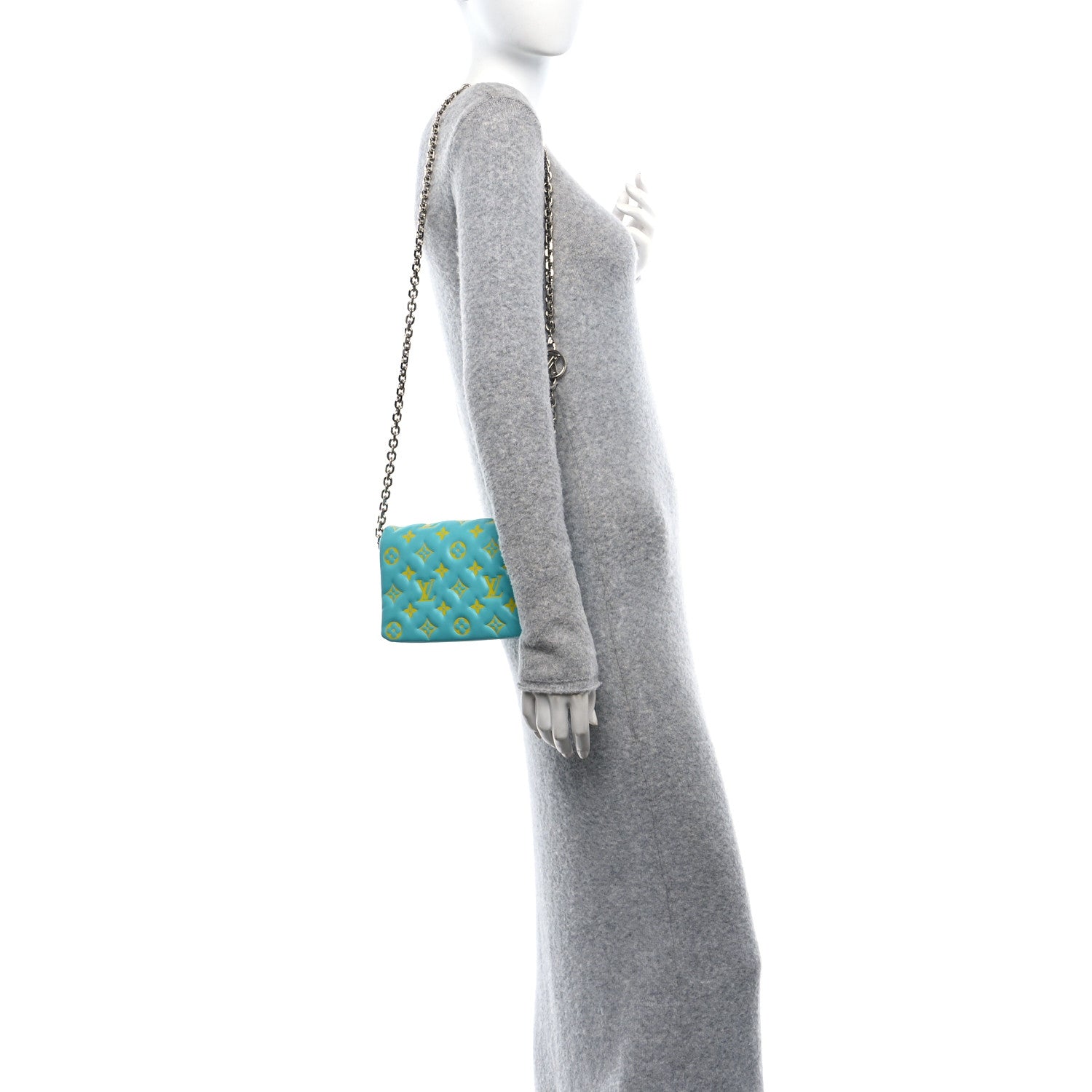 Louis Vuitton Lambskin Embossed Monogram Vuittamins Pochette Coussin Menthe Jaune 2 of 9
