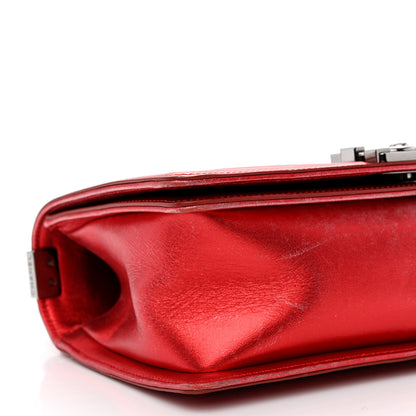 Chanel Metallic Patent Calfskin Quilted Medium Boy Flap Red 11 of 12