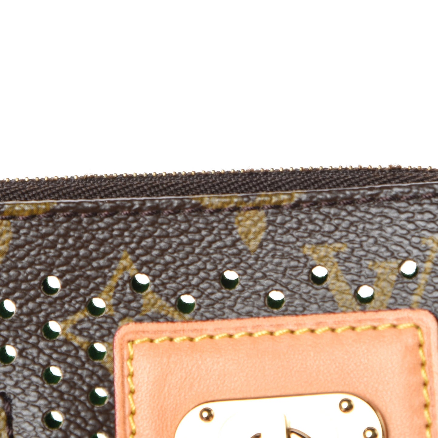 Monogram Perforated Pochette Accessories Bag Green